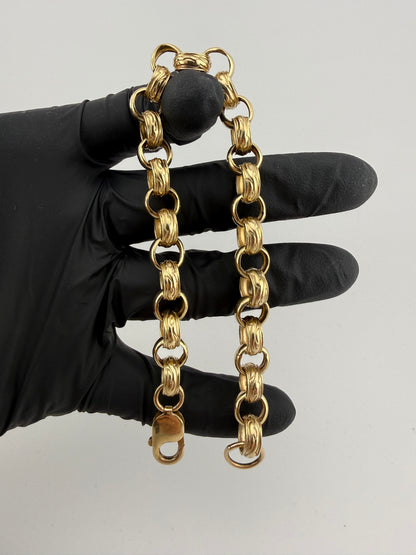 9ct Gold Belcher Bracelet 9.8" 11mm 24.53g