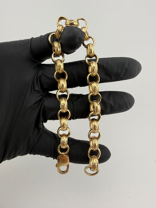 9ct Gold Belcher Bracelet 9.8" 11mm 24.53g