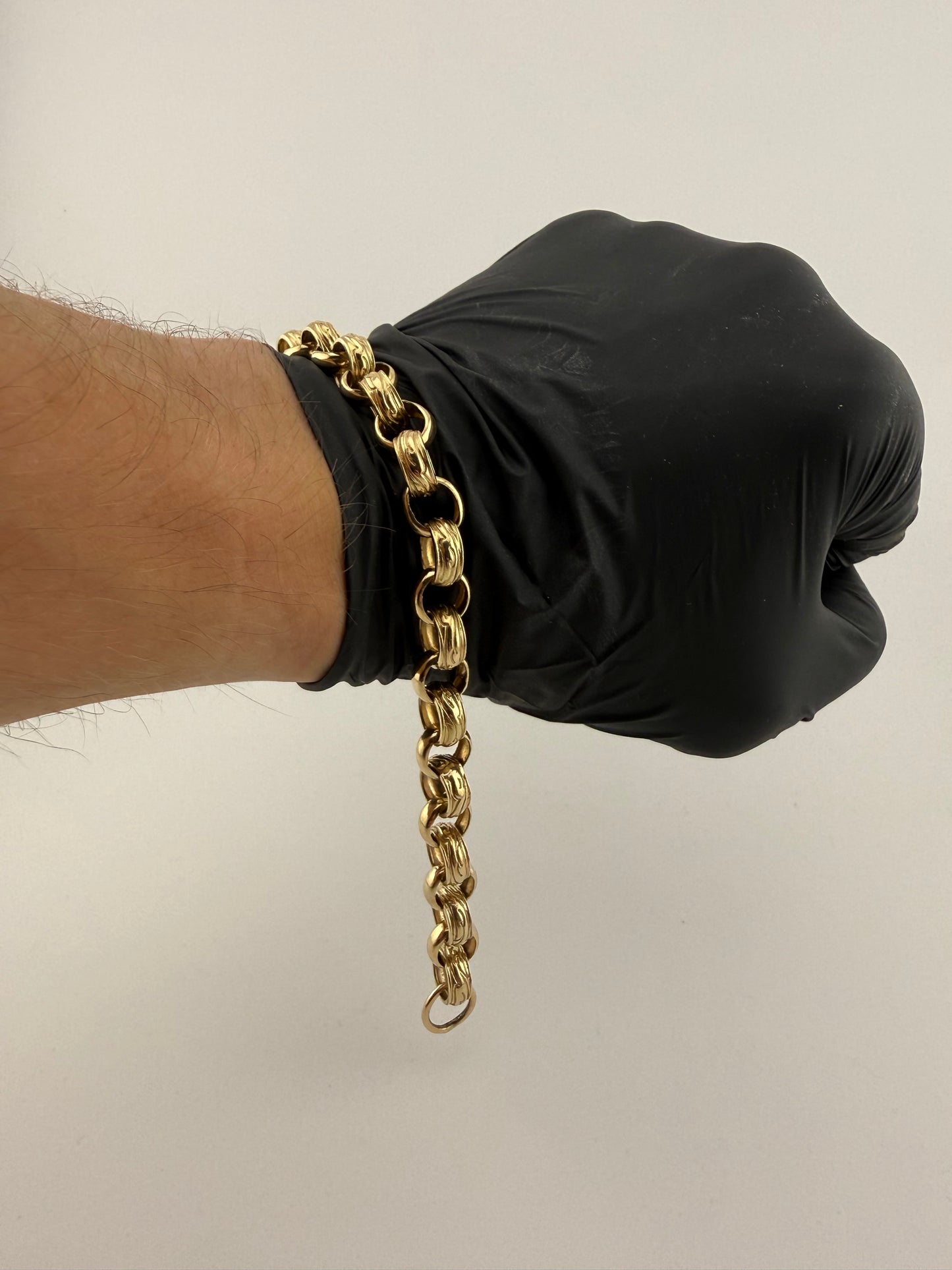 9ct Gold Belcher Bracelet 9.8" 11mm 24.53g