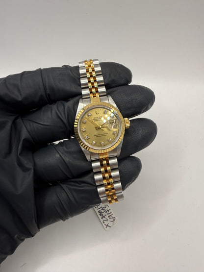 Rolex Datejust 26mm 69173 1994 Factory Champagne Gold Diamond Dot Dial