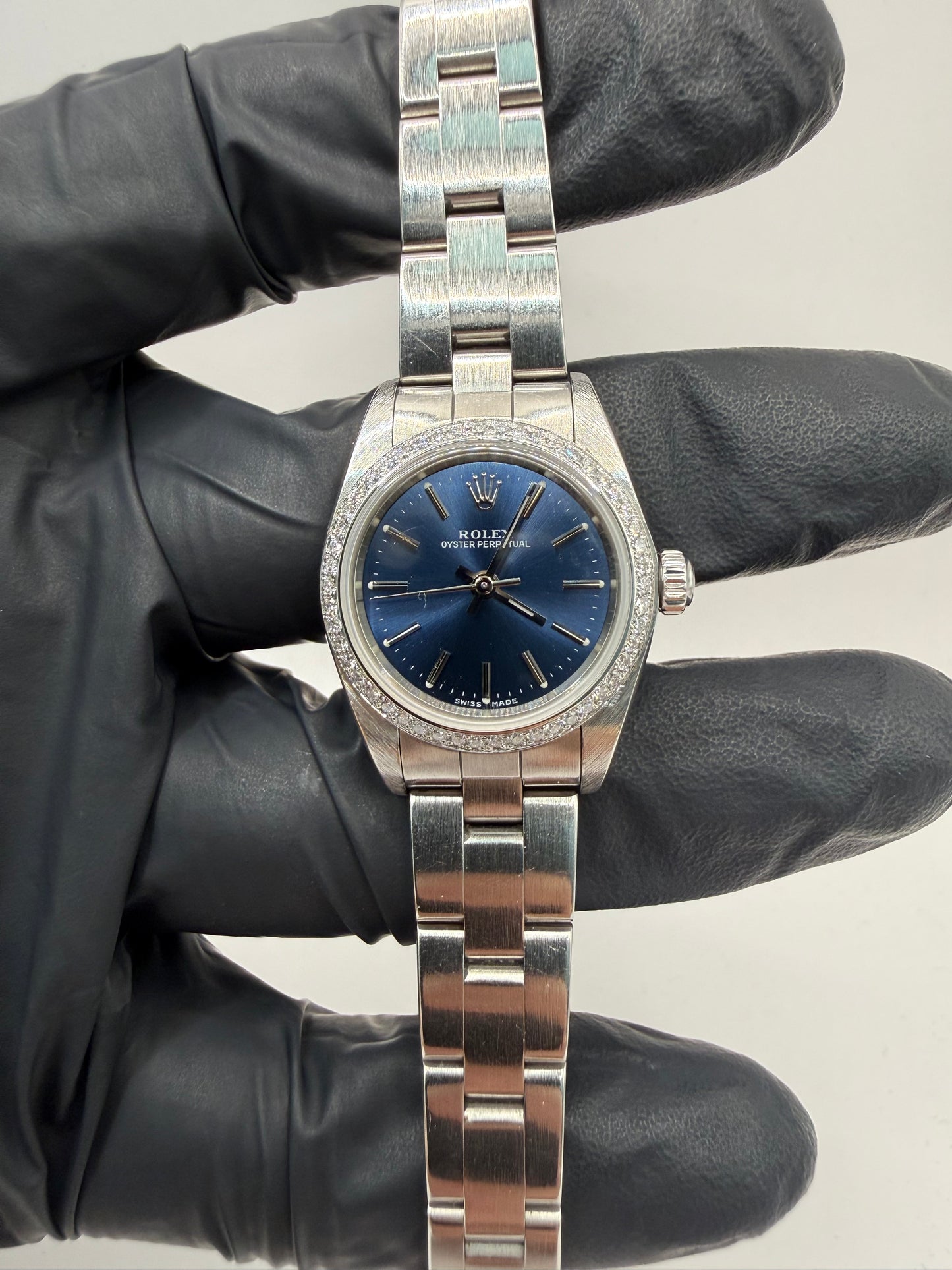 Rolex Oyster Perpetual 24mm 76080 2000 Blue Baton Dial