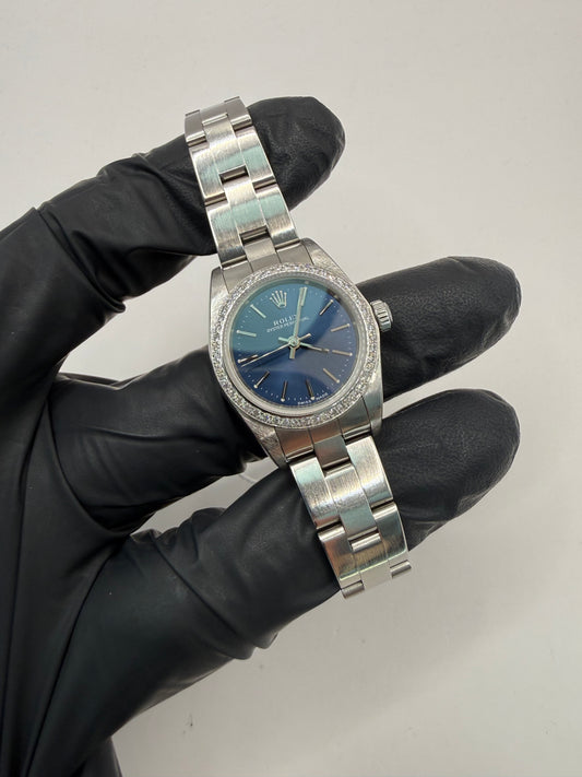 Rolex Oyster Perpetual 24mm 76080 2000 Blue Baton Dial