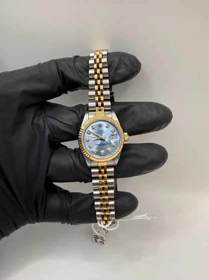 Rolex Datejust 26mm 69173 1984 Sky Blue Diamond Dot Dial