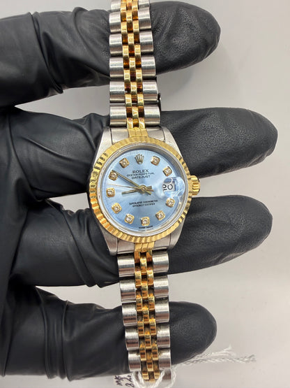 Rolex Datejust 26mm 69173 1984 Sky Blue Diamond Dot Dial