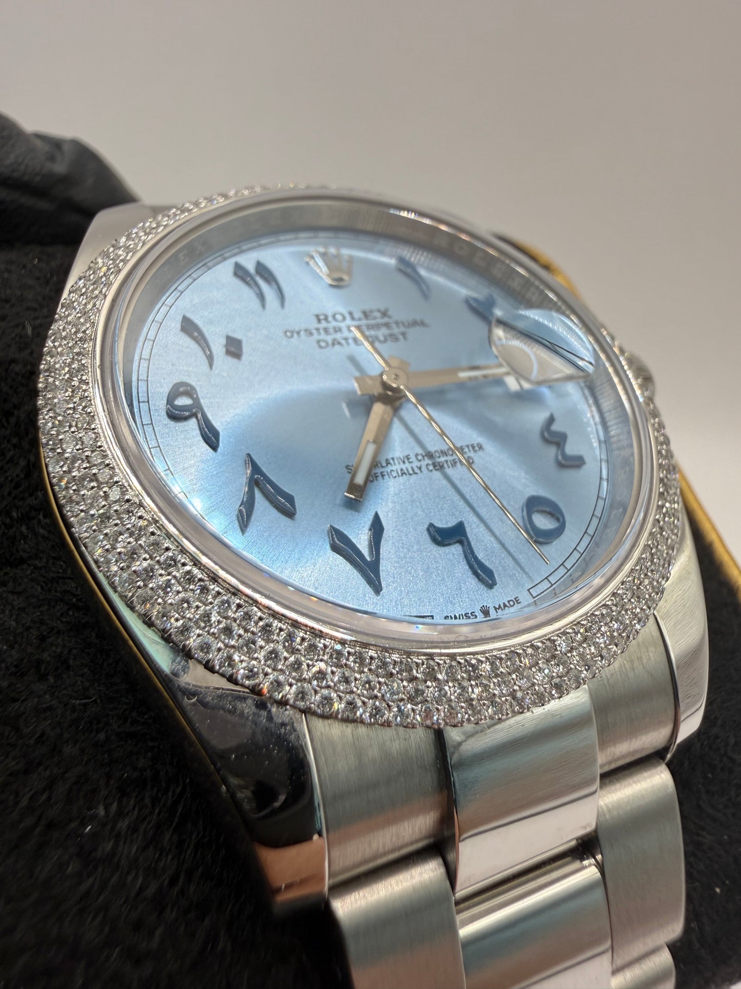 Rolex Datejust 41mm 126300 2021 Custom Ice Blue Arabic Dial & Oyster Bracelet