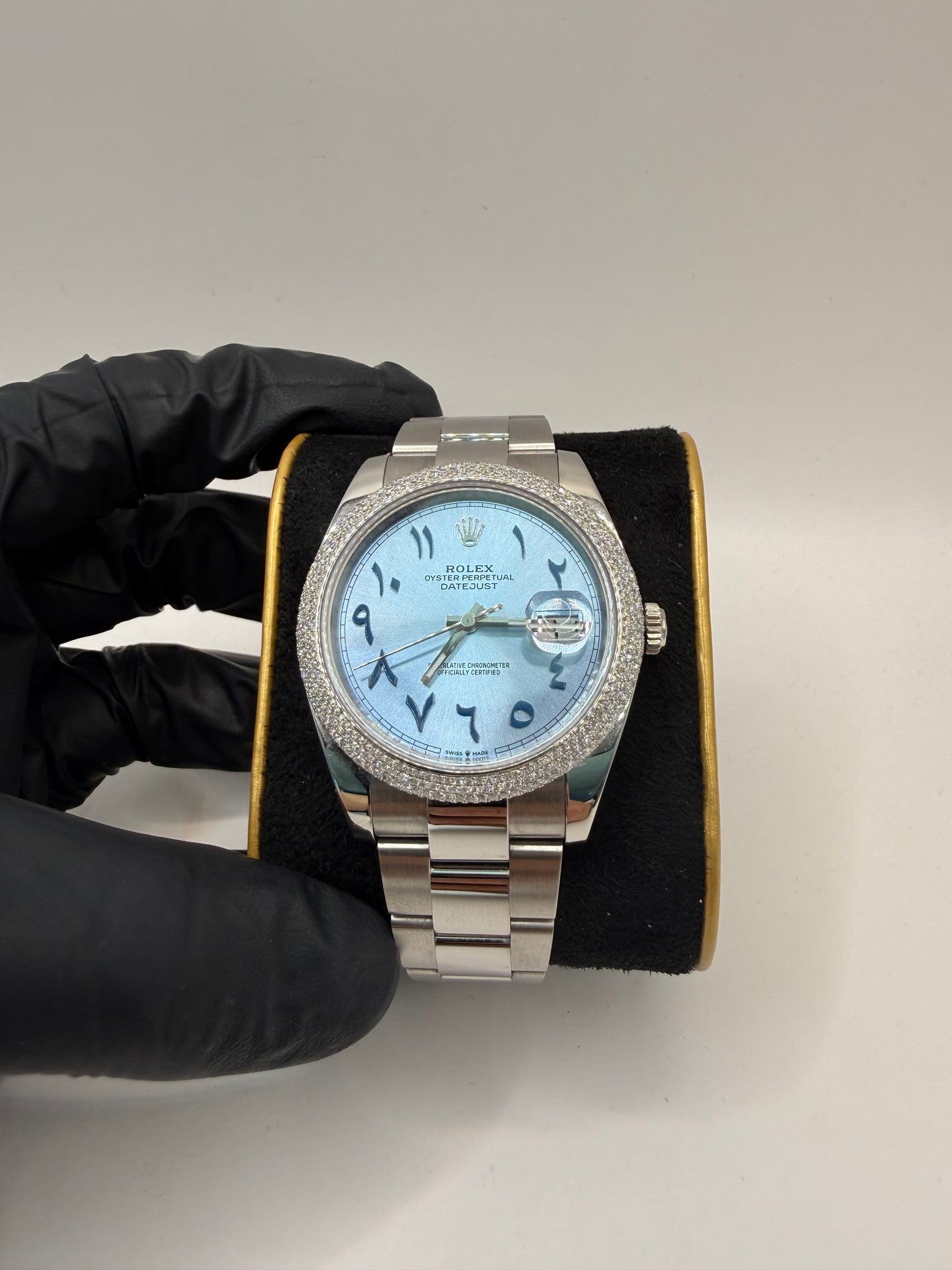 Rolex Datejust 41mm 126300 2021 Custom Ice Blue Arabic Dial & Oyster Bracelet