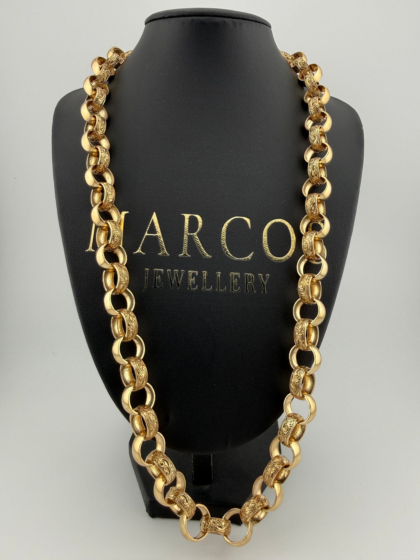 9ct Gold Belcher Chain 26.25" 13.5mm 103.51g