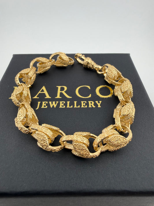 9ct Gold Tulip Bracelet 8.5" 11mm 31.57g
