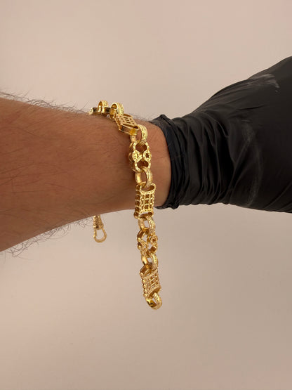 9ct Gold Stars & Bars Bracelet 8.75" 10mm 23.68g