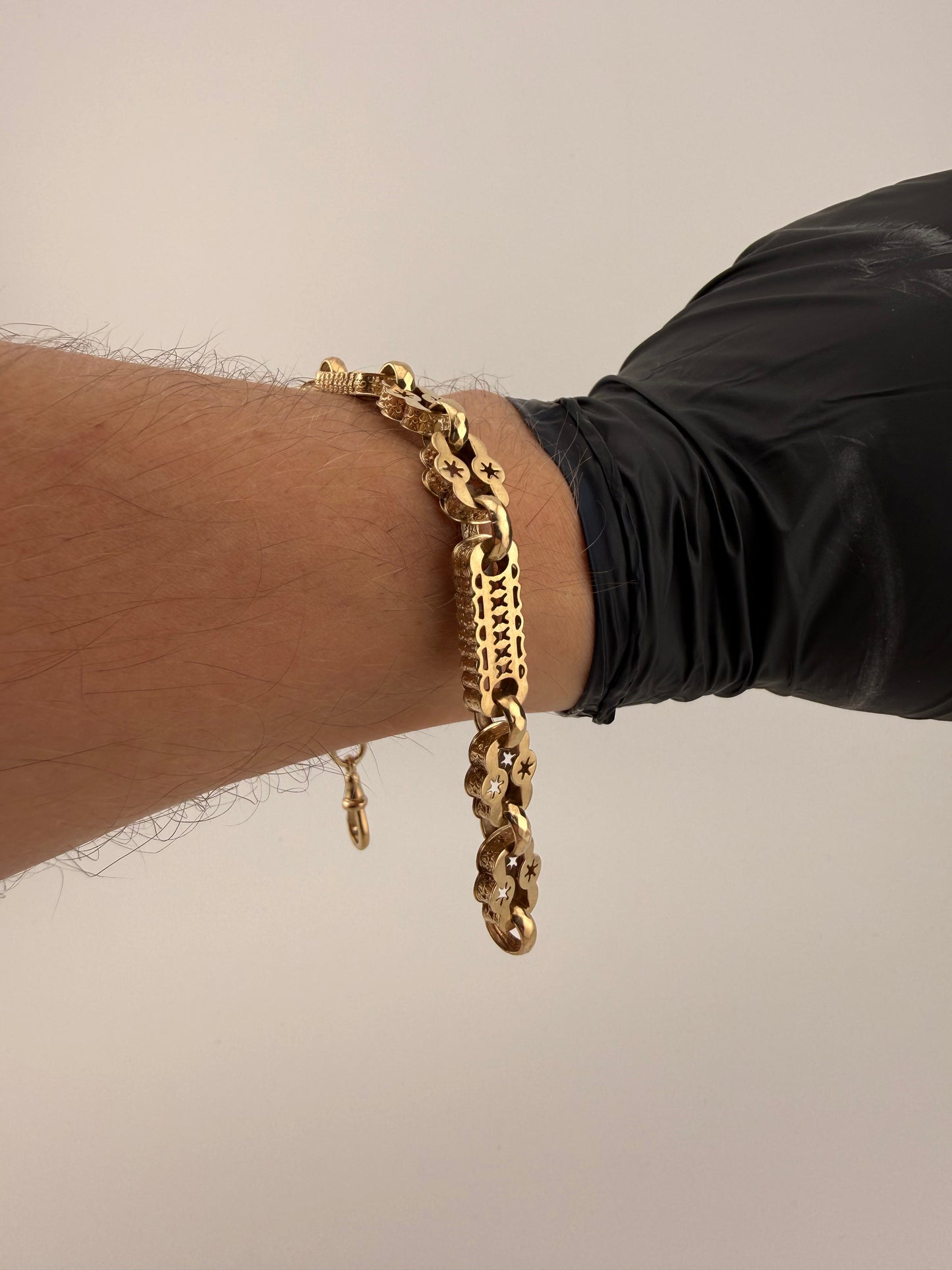 9ct Gold Stars & Bars Bracelet 8.5" 10.5mm 20.19g