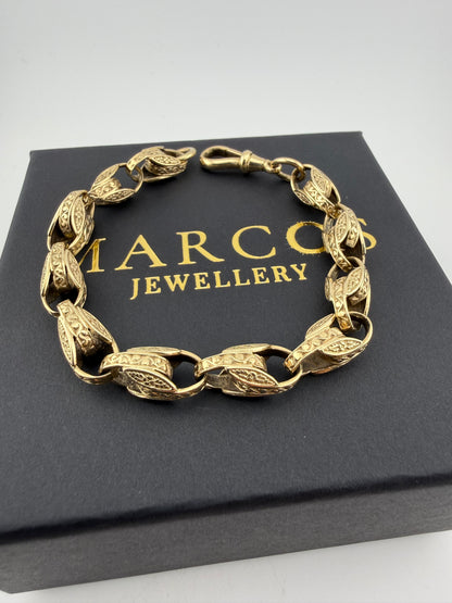 9ct Gold Tulip Bracelet 8.75" 9mm 26g