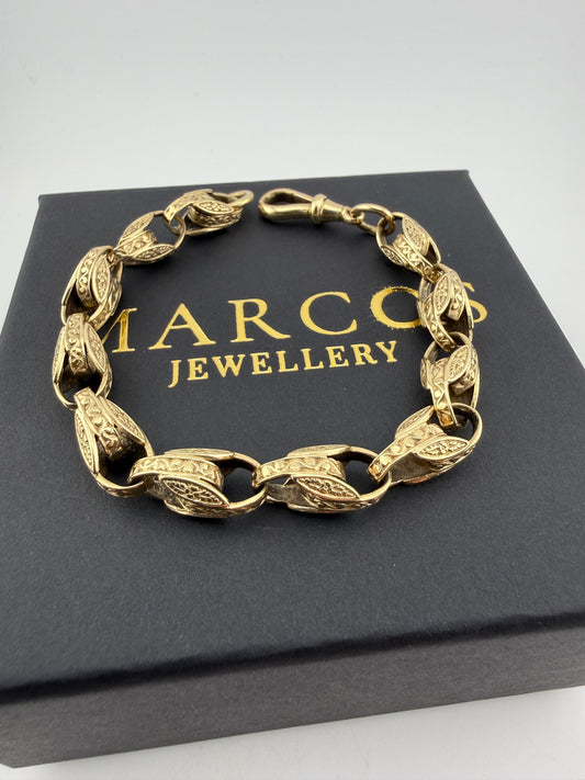 9ct Gold Tulip Bracelet 8.75" 9mm 26g