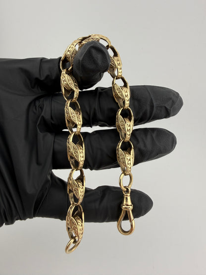 9ct Gold Tulip Bracelet 8.75" 9mm 26g