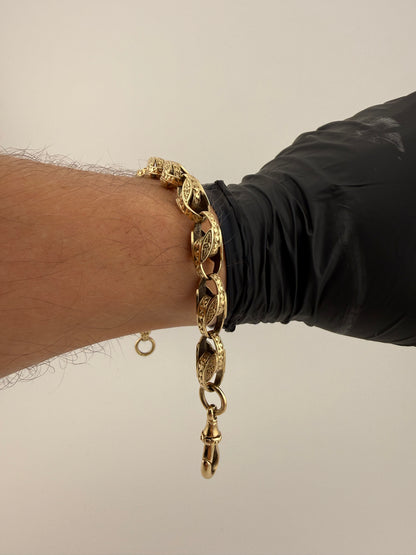 9ct Gold Tulip Bracelet 8.75" 9mm 26g