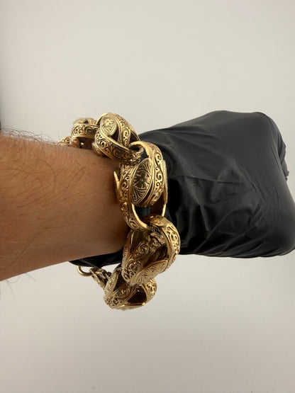 9ct Gold Tulip Bracelet 10” 18mm 96.47g
