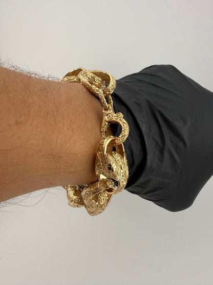 9ct Gold Tulip Bracelet 9.5" 17.5mm 74.6g