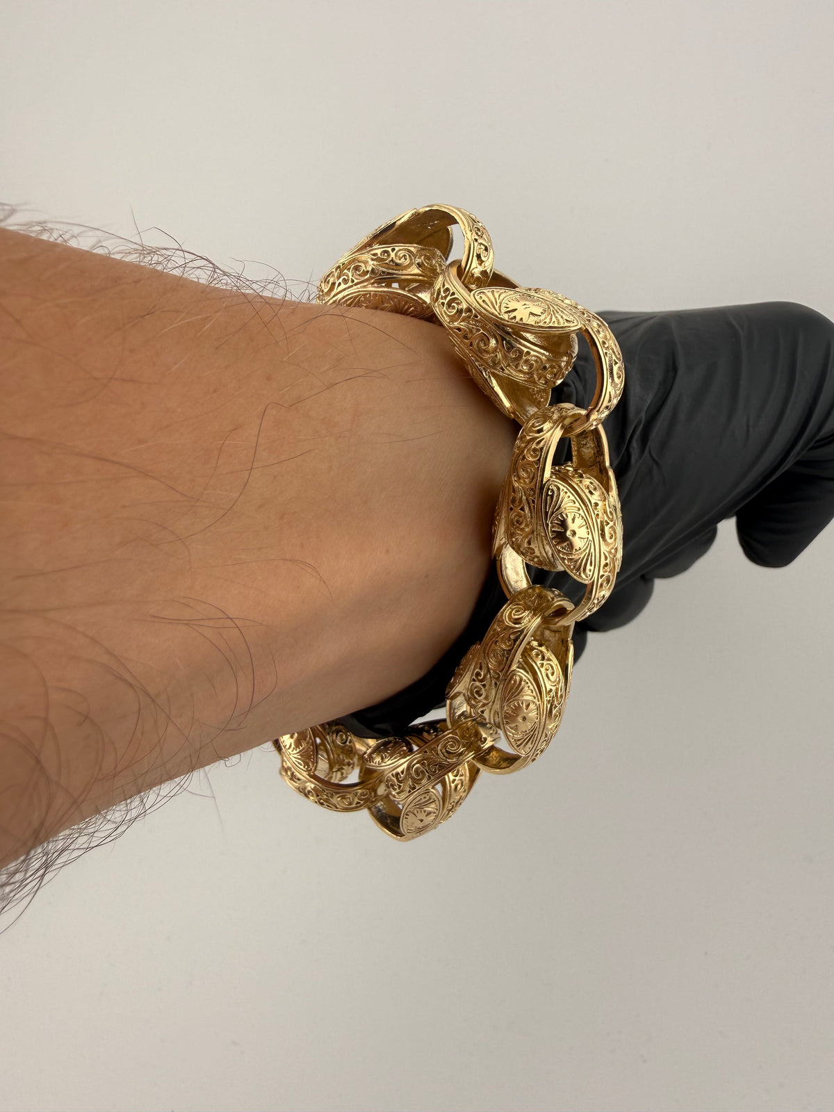 9ct Gold Tulip Bracelet 9.5" 17.5mm 74.6g
