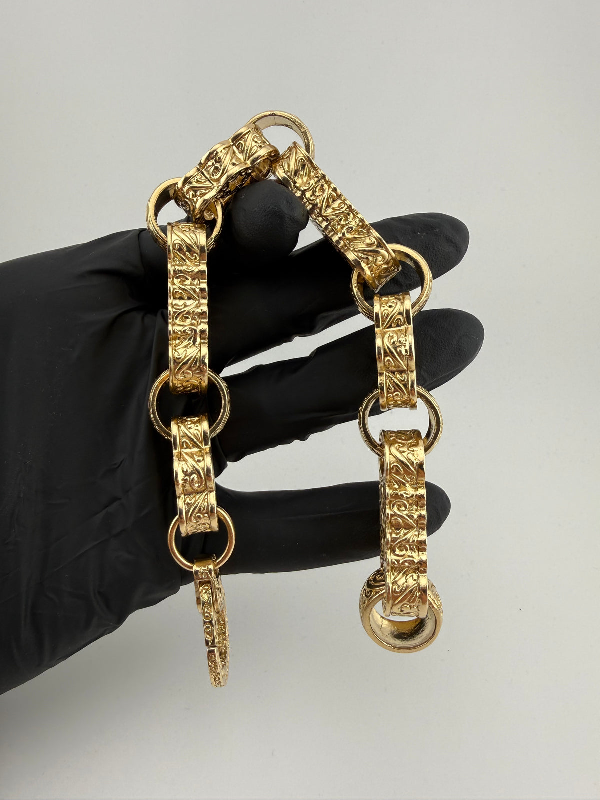 9ct Gold XL Stars & Bars Bracelet 10" (fits 9") 22mm 141.8g