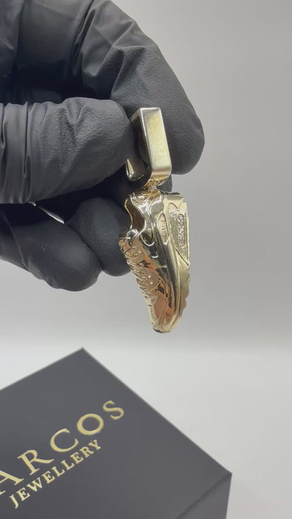 9ct Solid Gold Nike Shoe Pendant 1.9” 16.39g