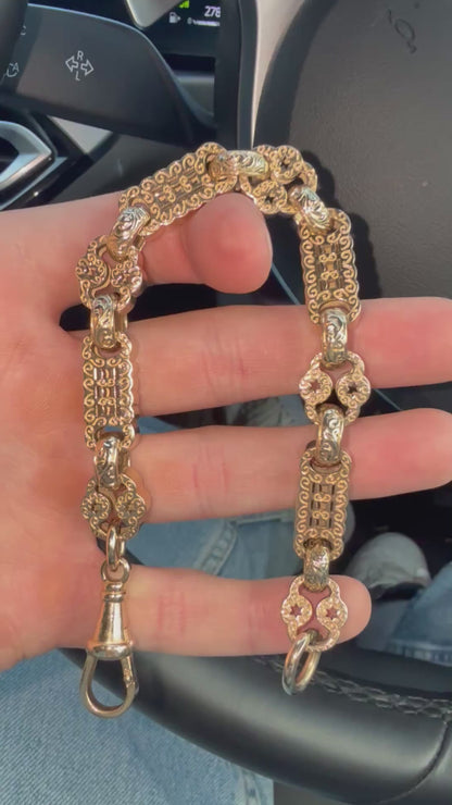 9ct Gold Stars & Bars Bracelet 9.4" 13/14mm 54.1g approx