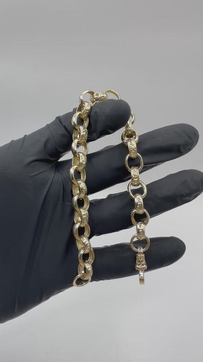 9ct Gold Belcher Bracelet 9" 10mm 26.54g